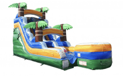 15' Green Tropical Marble Inflatable Water Slide