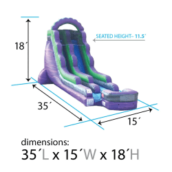 18 foot purple marble inflatable water slide dimensions2 175691777 1 18' Purple Marble Slide (Inflated Landing) (Wet/Dry)