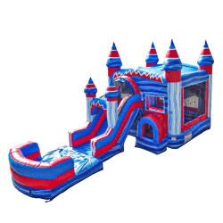 JumpOrangeFlashCommercialGradeBounceHouseWaterSlideforKid 3 All American Combo Inflated Landing (Wet/Dry)