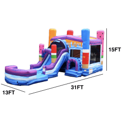 JumpOrangeIcePopsBounceHouseWaterSlideCombowithSplashPoo 3 Popsicle Combo Inflated Landing (Wet/Dry)